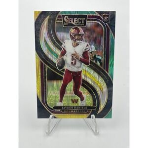 2024 Panini Select Jayden Daniels #112 Premier‎ Level Yellow & Green Prizm Shock